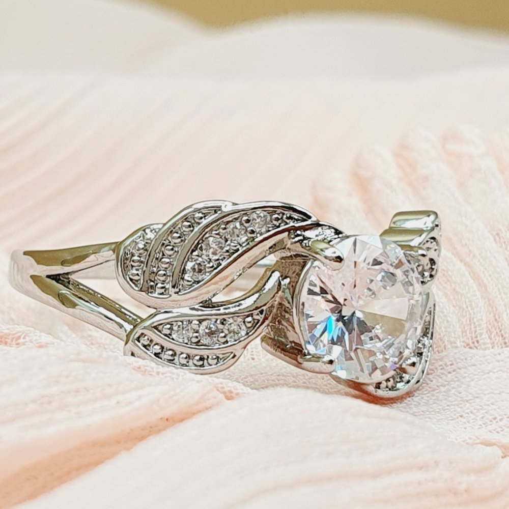 Lovely Layer Stackable Zircon Angel Wings Wedding Rings for Women, INDN8298 - Picture 5 of 6